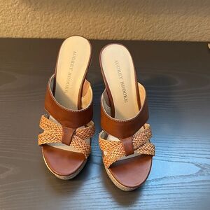 Audrey Brooke Tan and Brown Woven Mules